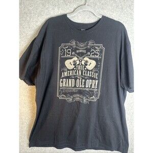 Grand Ole Opry Guitars Nashville Country Rhinestone Letters Black Tee Womens XXL